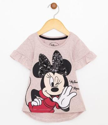 Blusa Infantil com Bordado e Estampa da Minnie - Tam 1 a 4