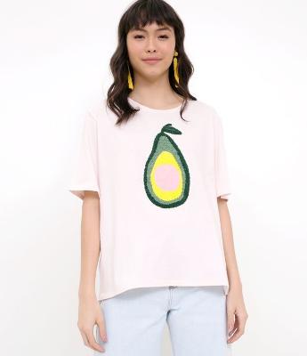 T shirt Estampa Abacate Bordado