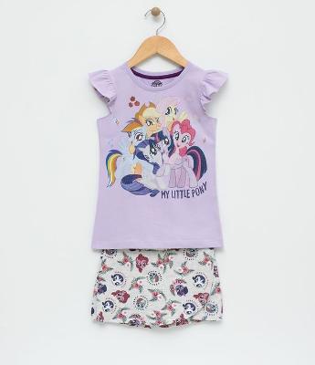 Conjunto Infantil Blusa com Estampa My Little Pony e Short - Tam 4 a 12