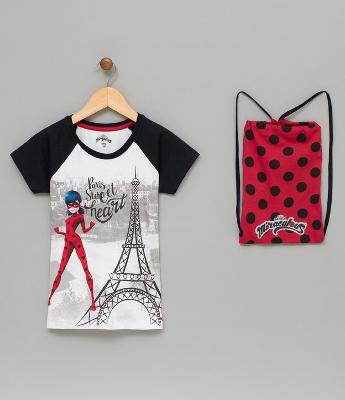 Blusa Infantil com Estampa Ladybug e Saquinho - Tam 4 a 12