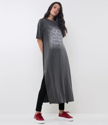 Blusa Alongada com Estampa 