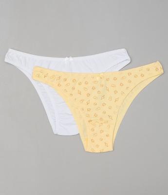 Kit com 2 Calcinhas Biquíni Estampada e Lisa 