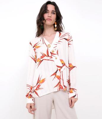Blusa Estampada com Botões