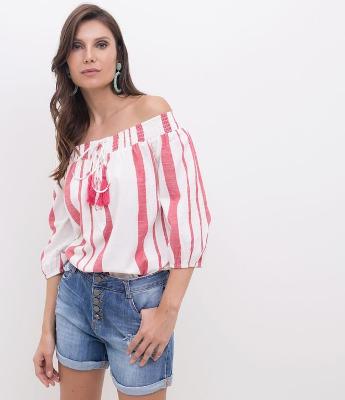 Blusa Listrada Ombro a Ombro