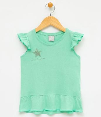 Blusa Infantil com Estampa e Babados - Tam 5 a 14