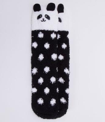 Meia Chenille com Estampa Panda