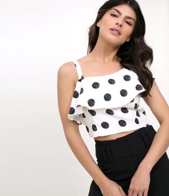 Blusa Cropped Poá 