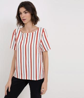 Blusa com Listras em Laranja 