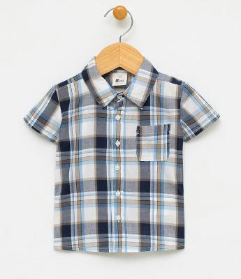 Camisa infantil Xadrez - Tam 0 a 18 meses
