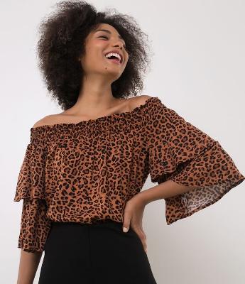 Blusa Ombro a Ombro Estampada