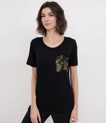 Blusa com Bolso Frontal em Paetês