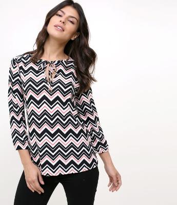 Blusa em Jersey Estampada com Amarração 