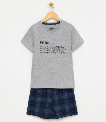 Pijama Infantil Algodão com Estampa Filho - Tam 1 a 14