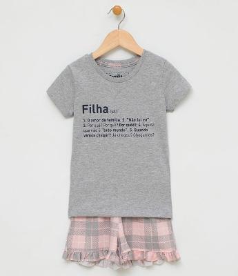 Pijama Infantil Algodão com Estampa Filha - Tam 1 a 14