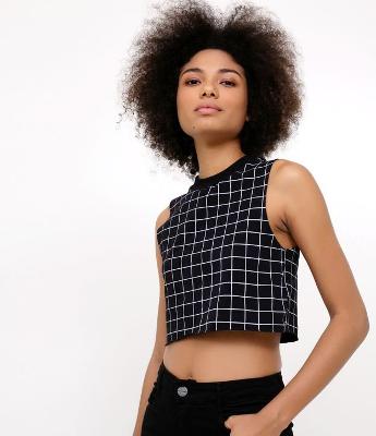 Regata Cropped Xadrez Grid 