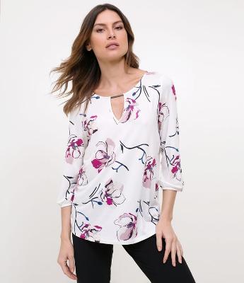 Blusa Floral com Manga 3/4 