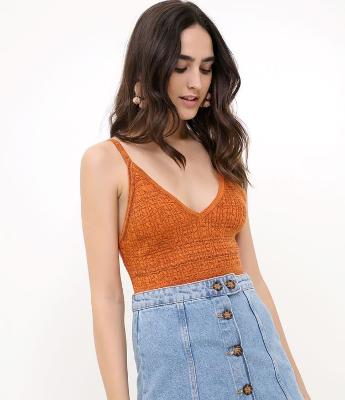 Body Alça Fina Laranja 