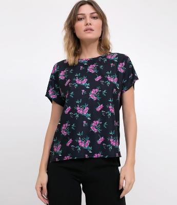 Blusa Floral Manga Curta